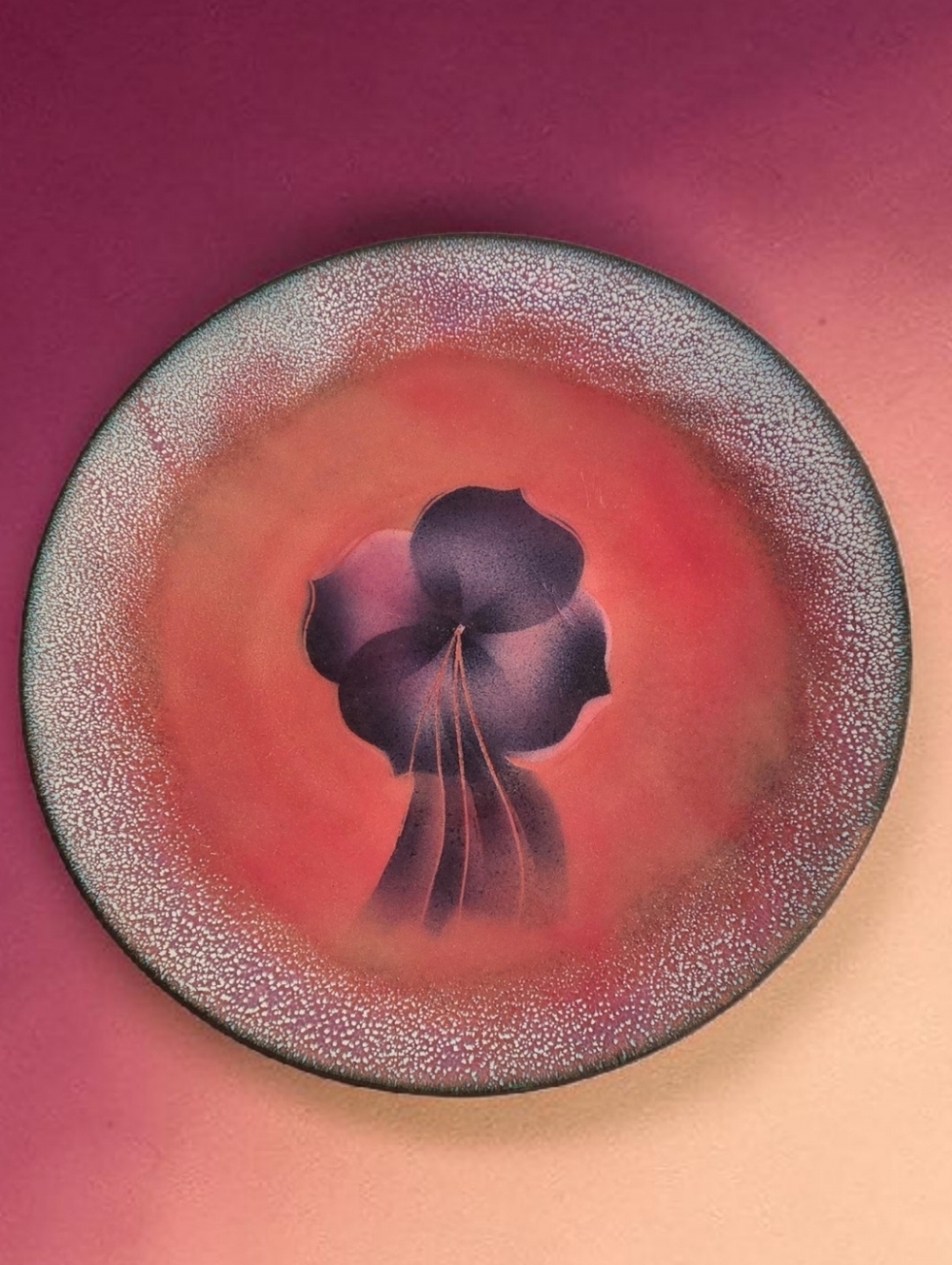 Vintage Enamel On Copper Decorative Metal Plate By EDWARD WINTER